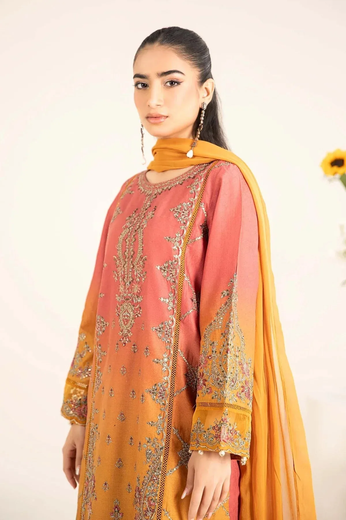 Maria B Casual Pret 25 Mustard Jacquard – view 4 – Poshaq