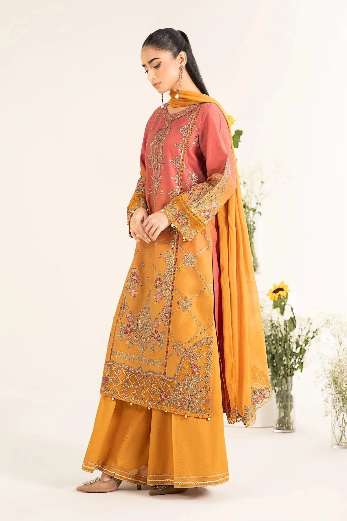 Maria B Casual Pret 25 Mustard Jacquard – view 5 – Poshaq
