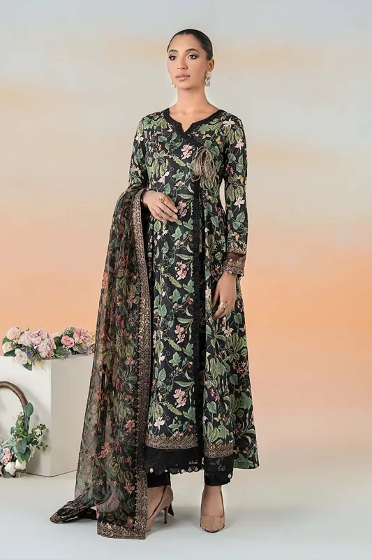 Maria B Casual Pret 25 Black Organza – view 1 – Poshaq