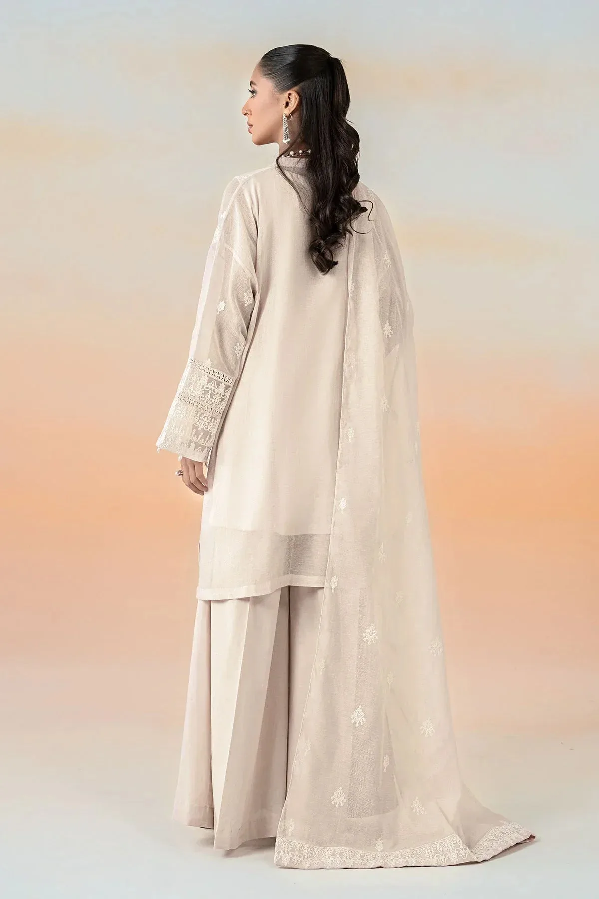Maria B Casual Pret 25 White Cotton Silk – view 2 – Poshaq