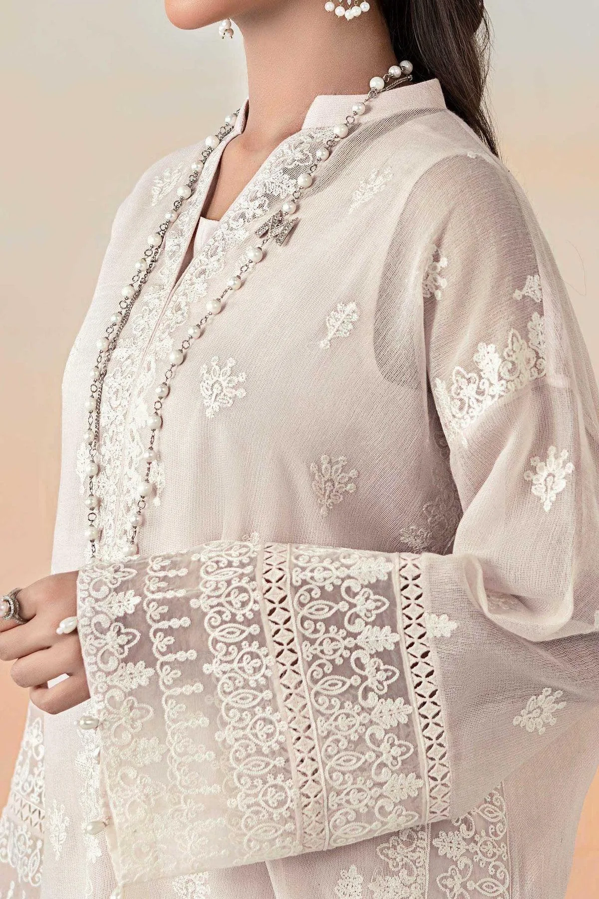 Maria B Casual Pret 25 White Cotton Silk – view 3 – Poshaq