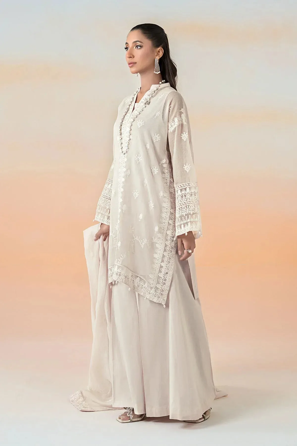 Maria B Casual Pret 25 White Cotton Silk – view 6 – Poshaq