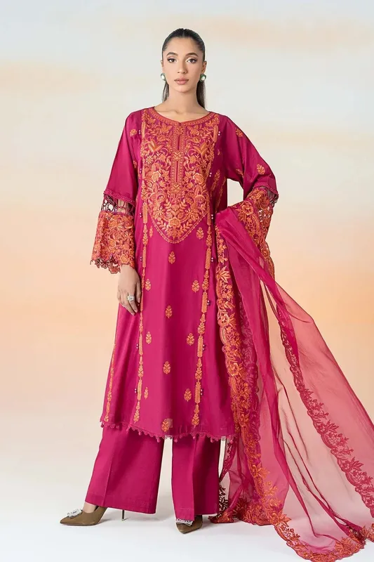Maria B Casual Pret 25 Pink Organza – view 1 – Poshaq