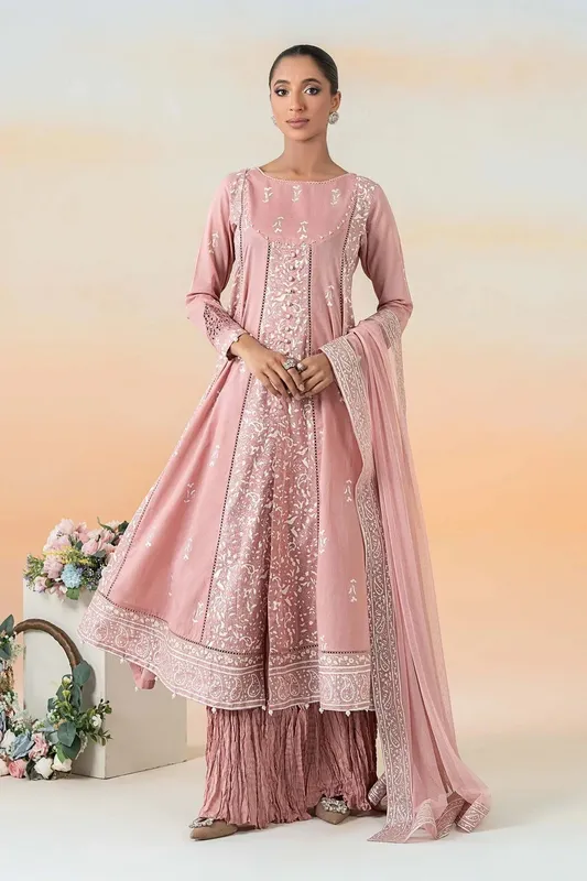 Maria B Casual Pret 25 Pink Cambric – view 1 – Poshaq