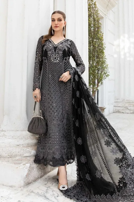 Maria B Chiffon Formals 24 Black Organza – view 1 – Poshaq