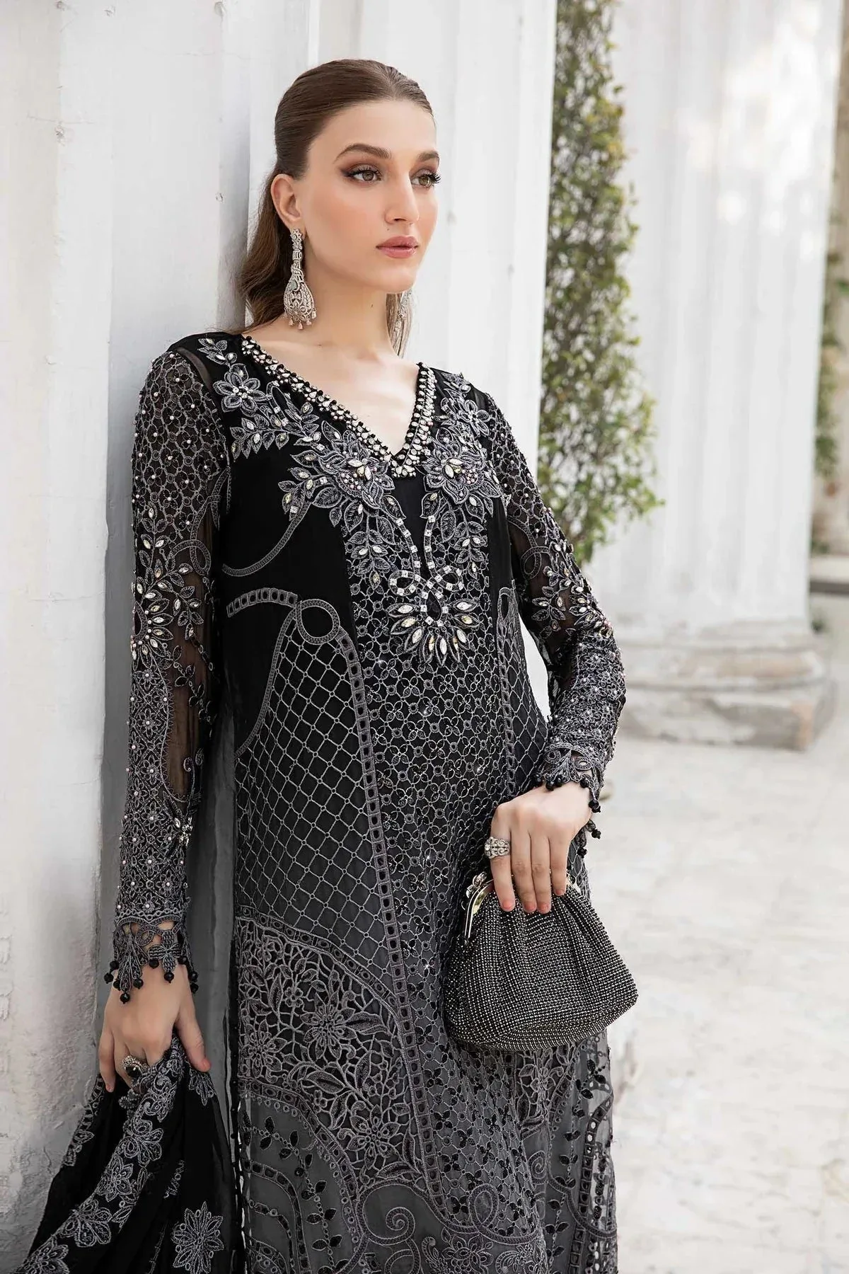 Maria B Chiffon Formals 24 Black Organza – view 5 – Poshaq