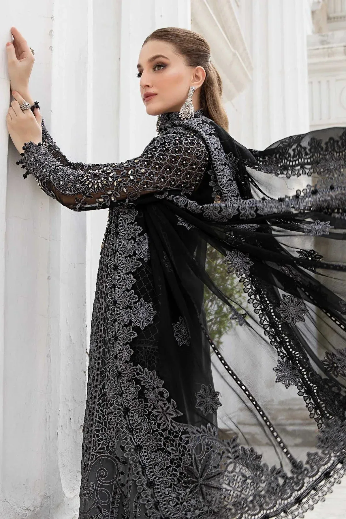 Maria B Chiffon Formals 24 Black Organza – view 6 – Poshaq