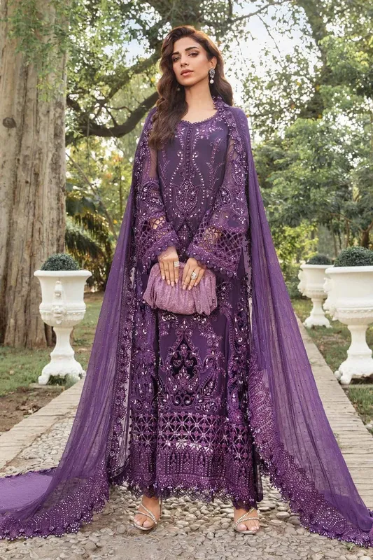 Maria B Chiffon Formals 24 Purple Organza – view 1 – Poshaq
