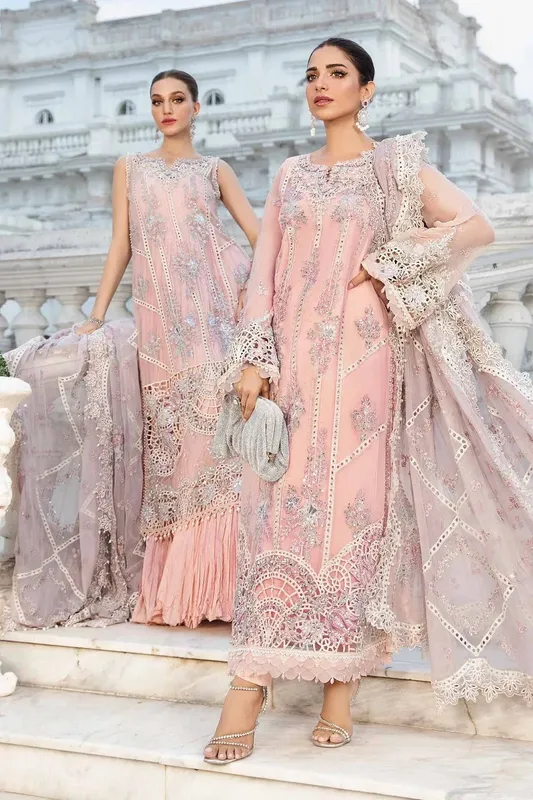 Maria B Chiffon Formals 24 Pink Organza – view 1 – Poshaq