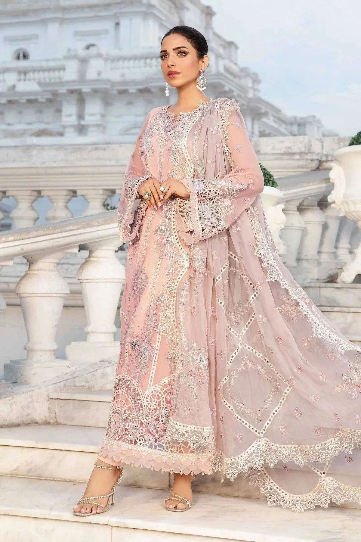 Maria B Chiffon Formals 24 Pink Organza – view 2 – Poshaq