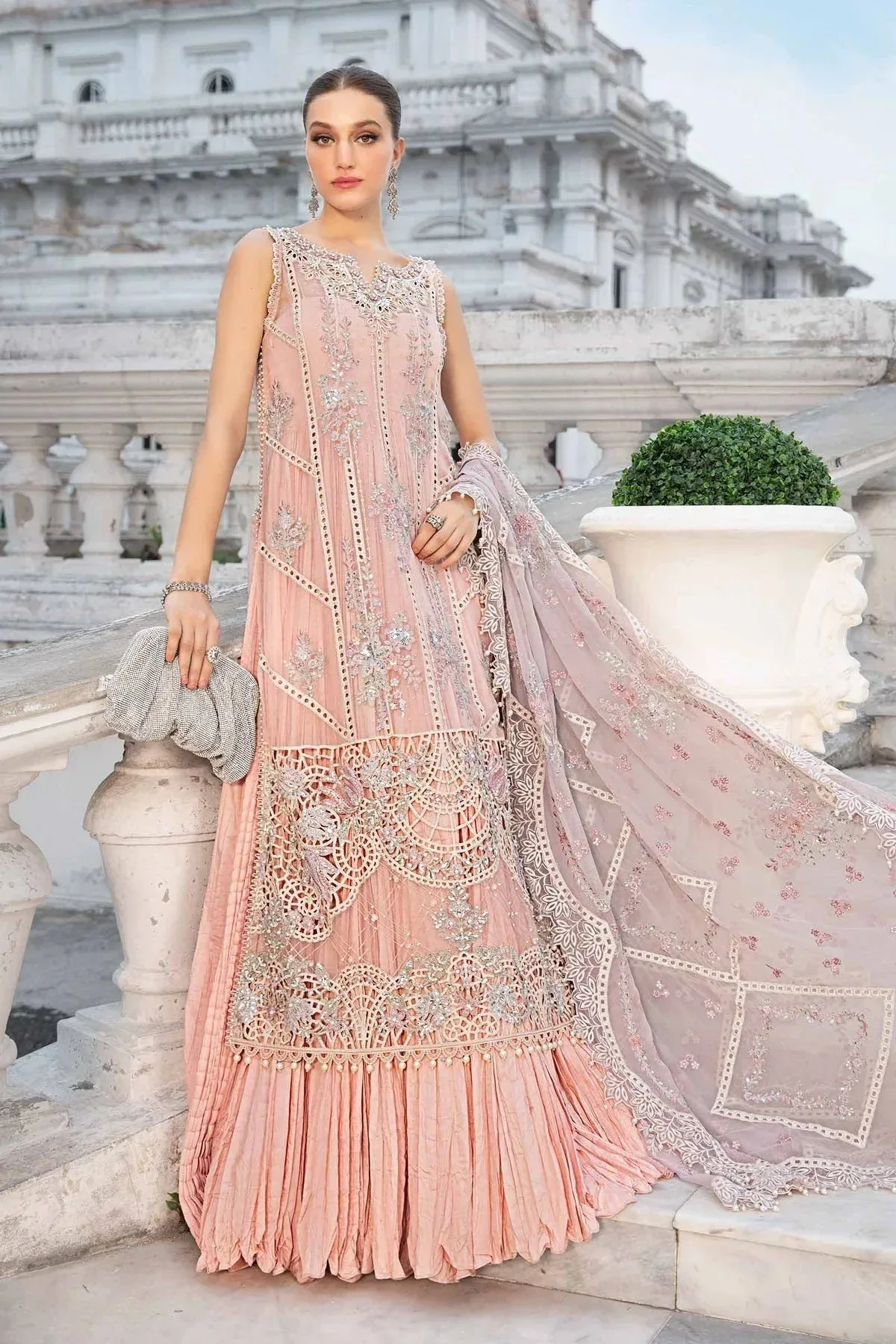 Maria B Chiffon Formals 24 Pink Organza – view 4 – Poshaq