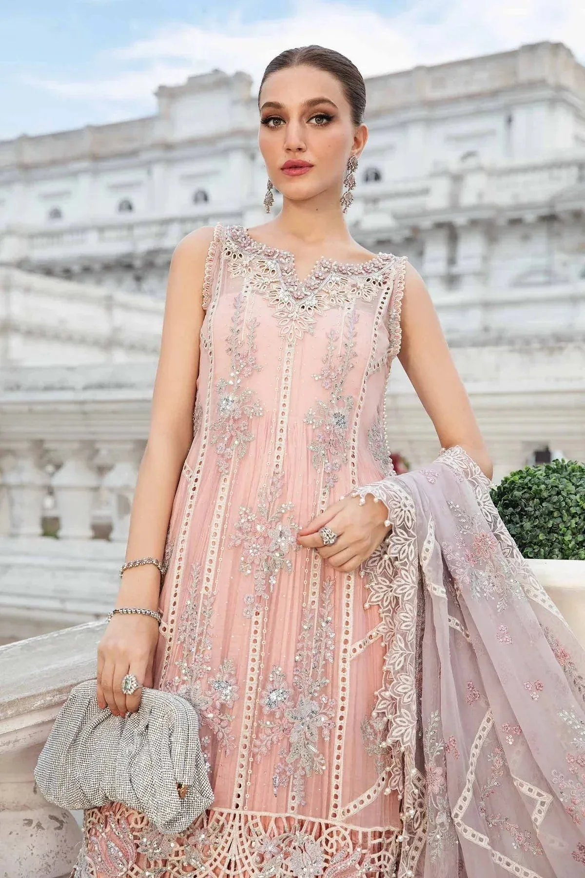 Maria B Chiffon Formals 24 Pink Organza – view 6 – Poshaq
