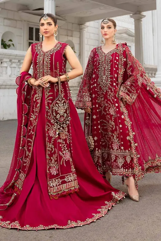 Maria B Chiffon Formals 24 Pink Raw Silk – view 1 – Poshaq