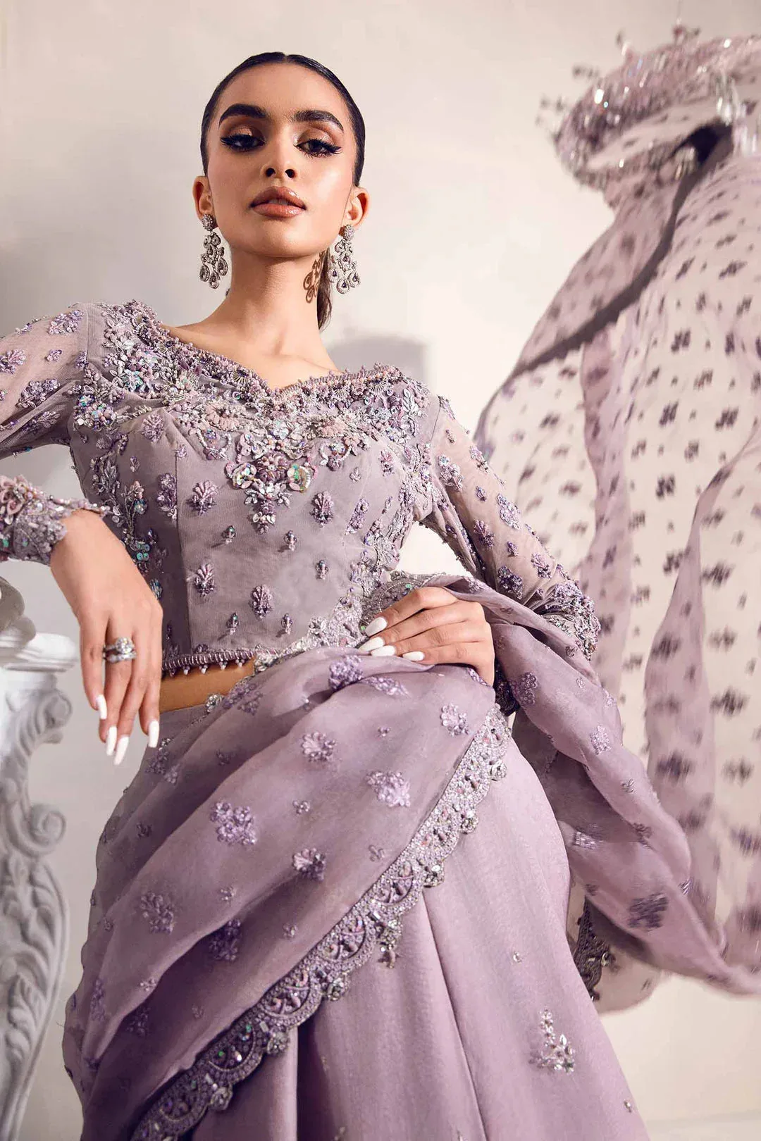Maria B Couture Lilac Organza – view 3 – Poshaq