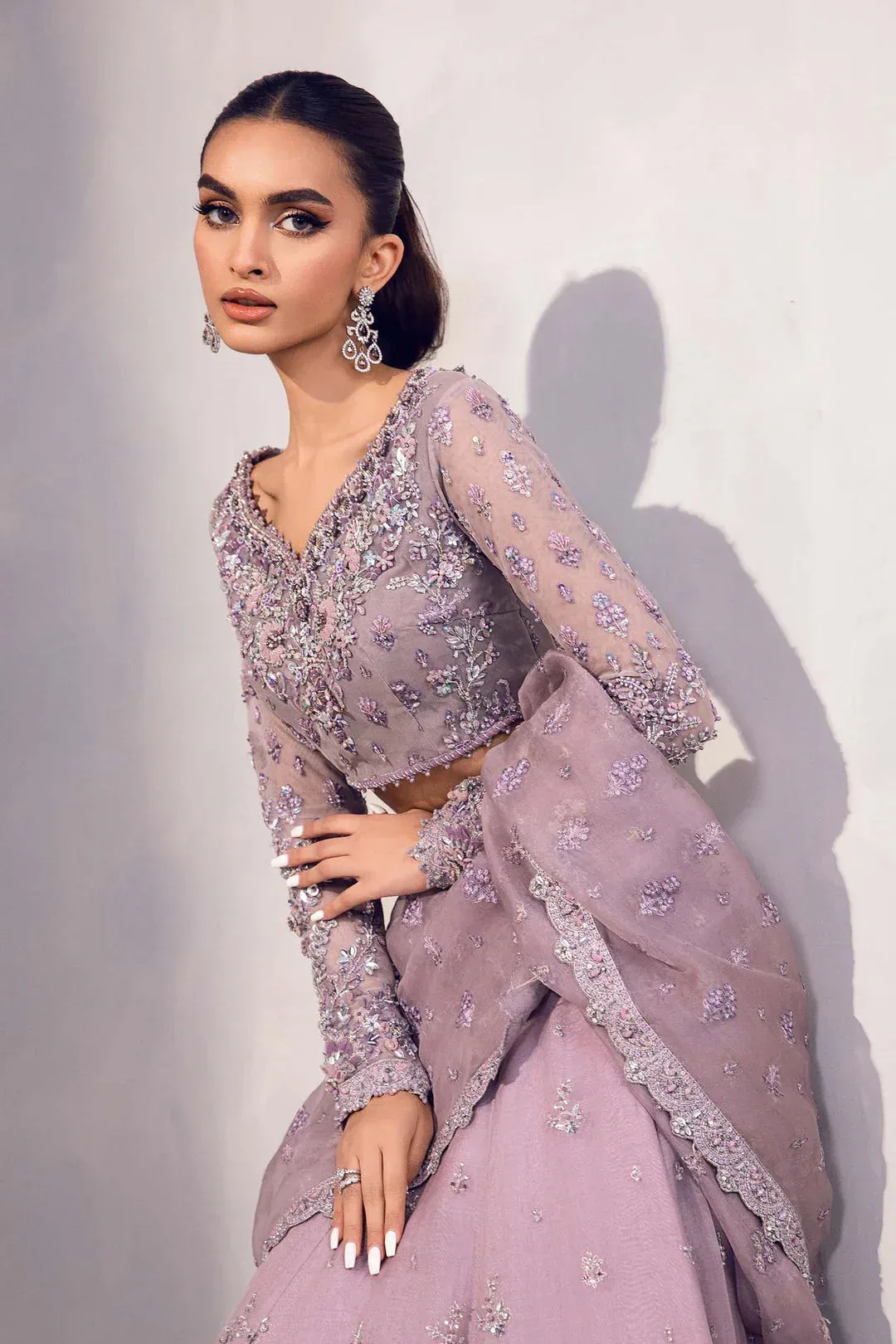Maria B Couture Lilac Organza – view 4 – Poshaq
