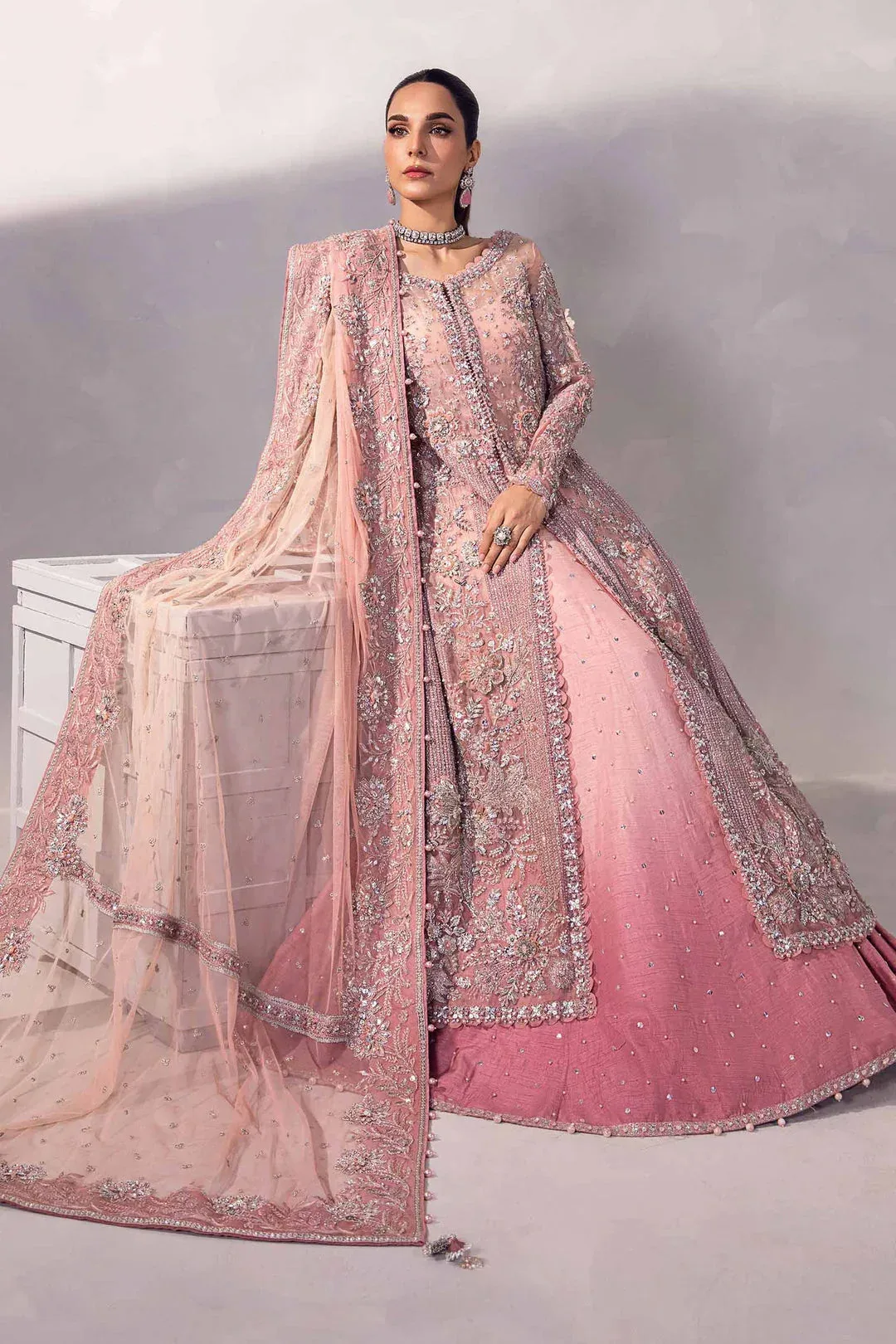 Maria B Couture Pink Raw Silk – view 4 – Poshaq