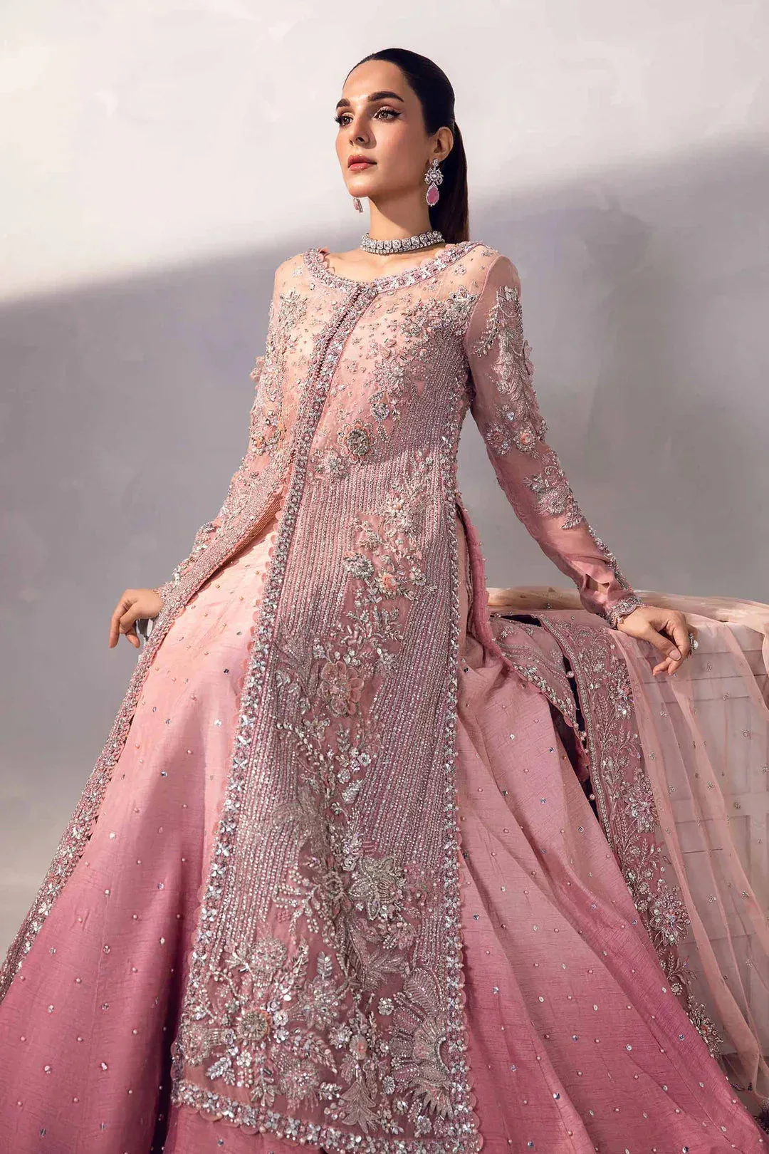 Maria B Couture Pink Raw Silk – view 5 – Poshaq
