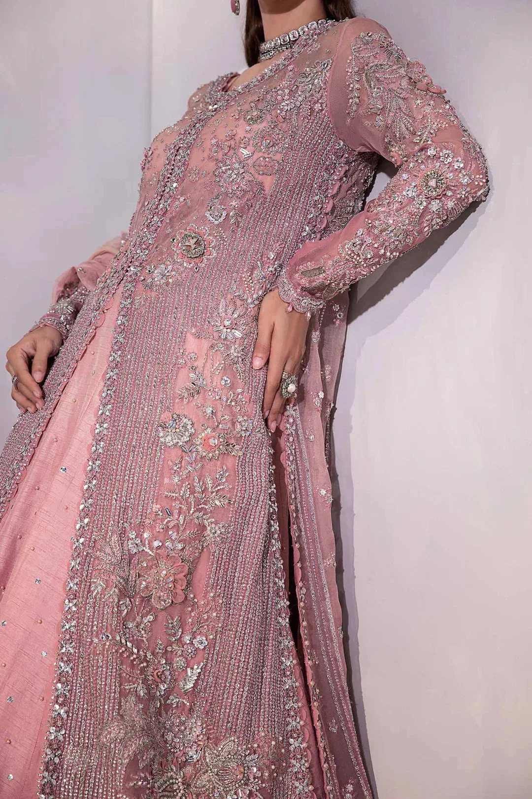 Maria B Couture Pink Raw Silk – view 7 – Poshaq
