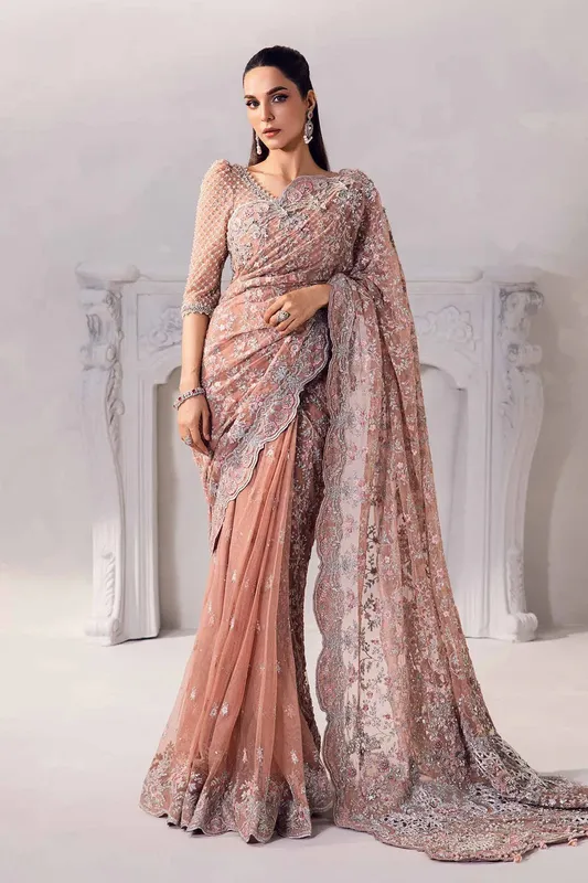 Maria B Couture Pink Raw Silk – view 1 – Poshaq