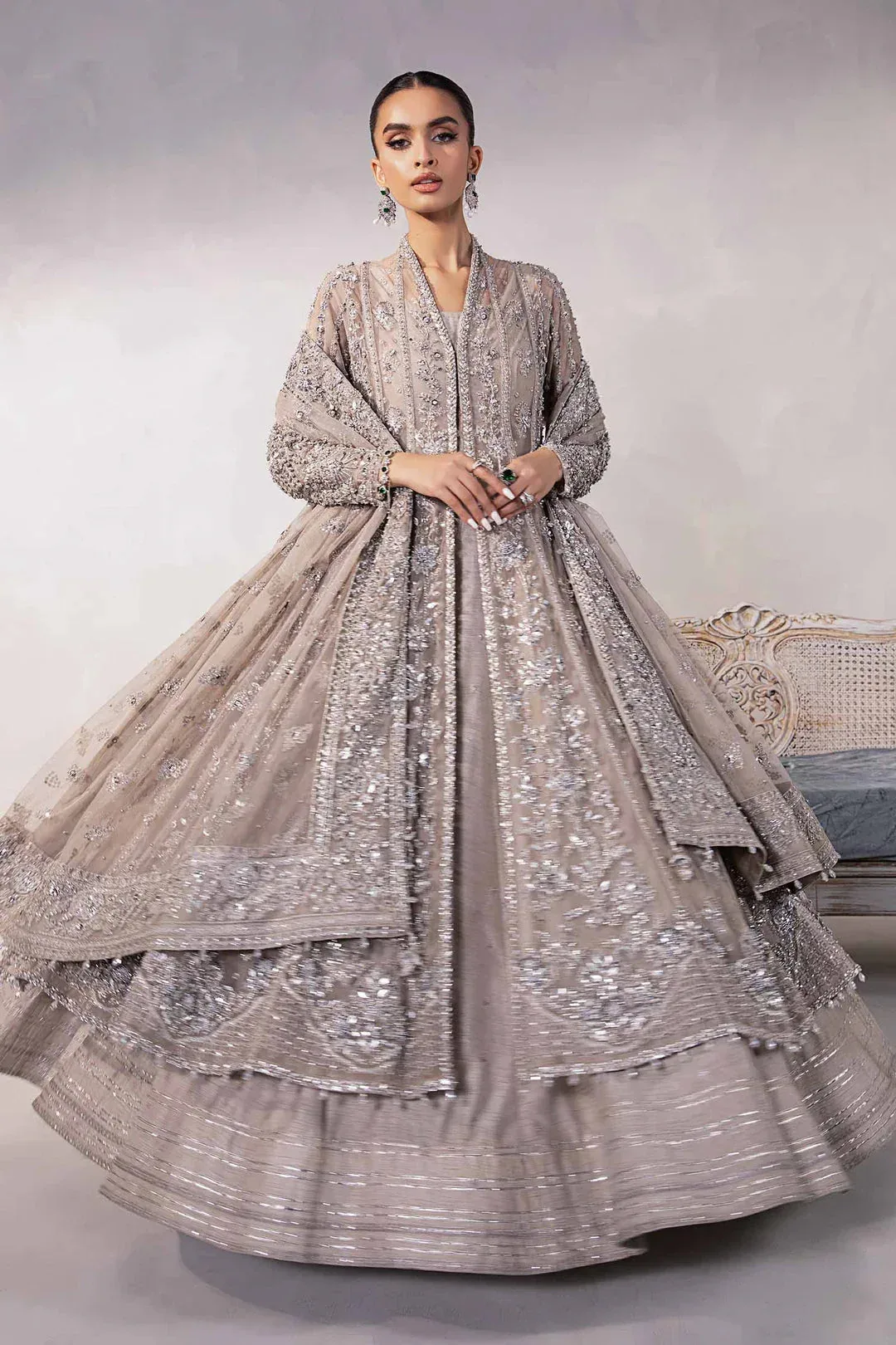 Maria B Couture Grey Raw Silk – view 10 – Poshaq