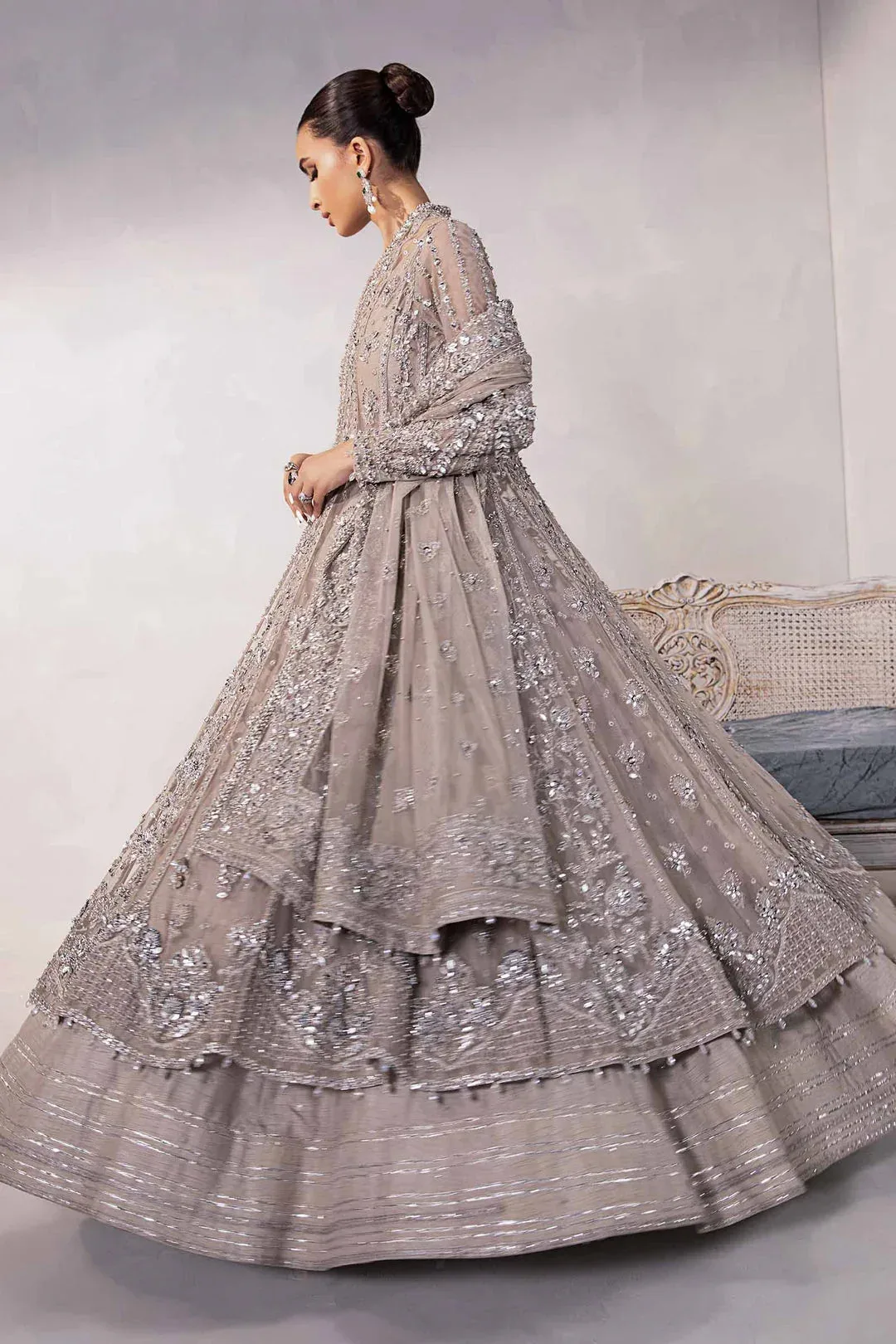 Maria B Couture Grey Raw Silk – view 11 – Poshaq