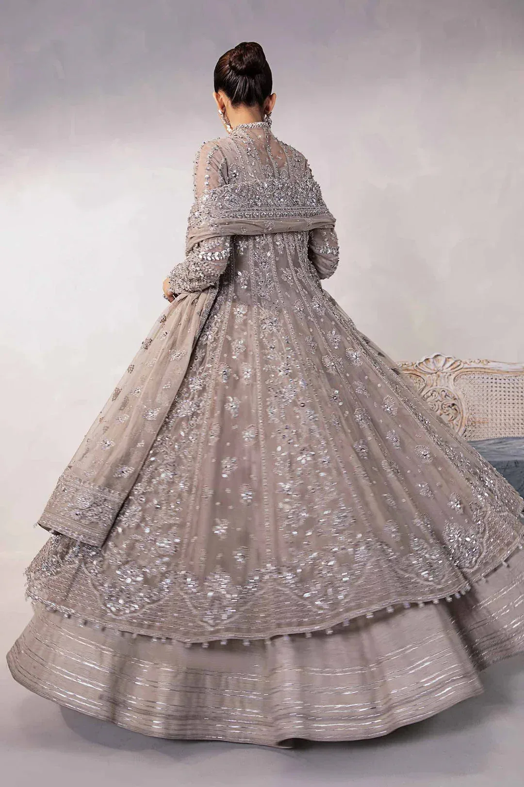 Maria B Couture Grey Raw Silk – view 2 – Poshaq