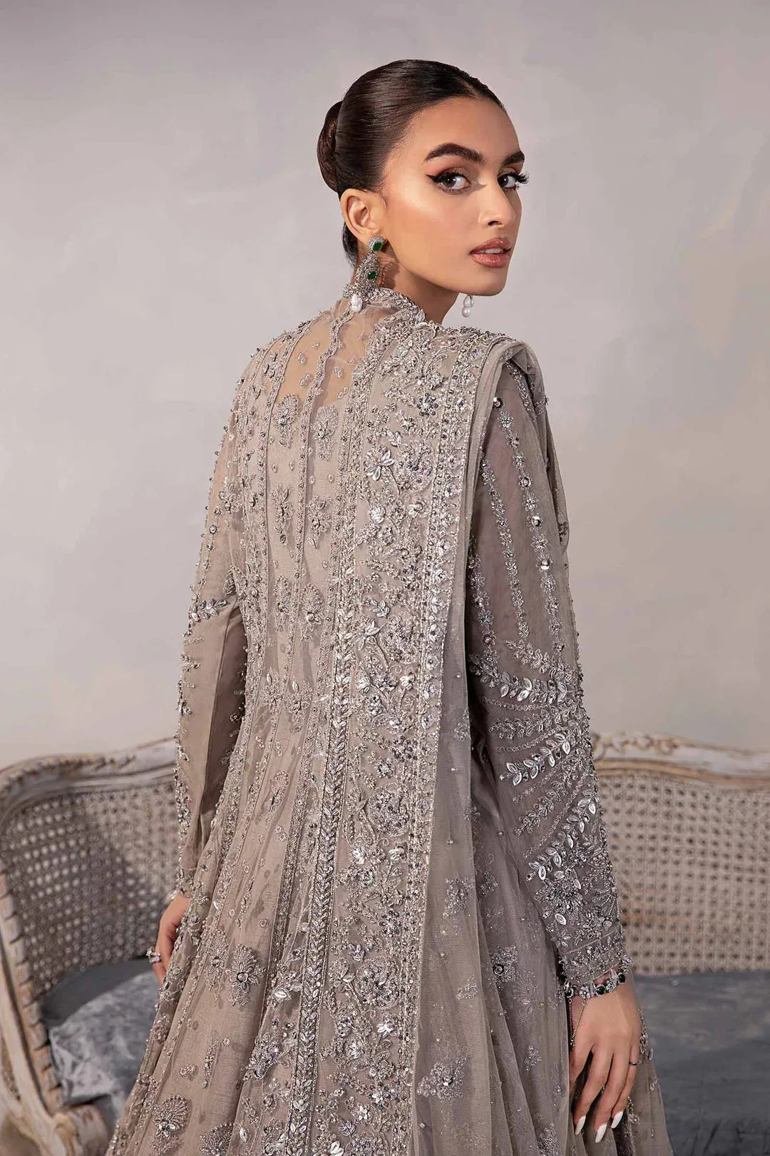 Maria B Couture Grey Raw Silk – view 6 – Poshaq