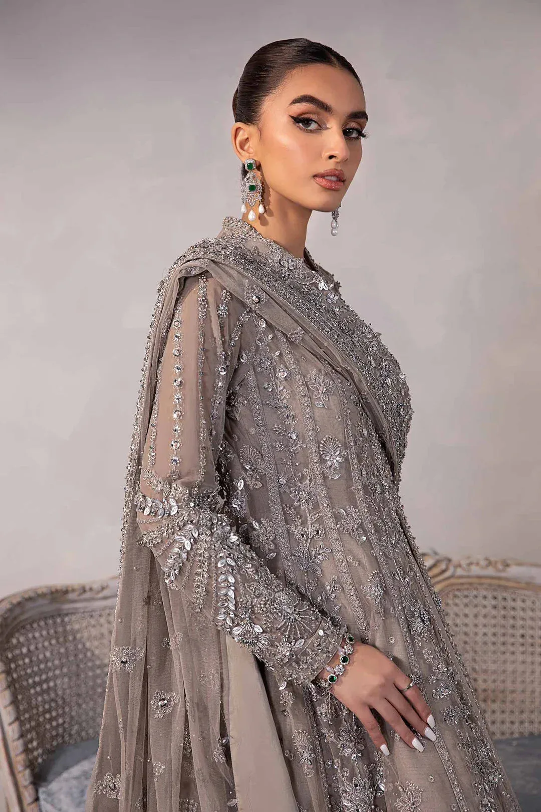Maria B Couture Grey Raw Silk – view 7 – Poshaq