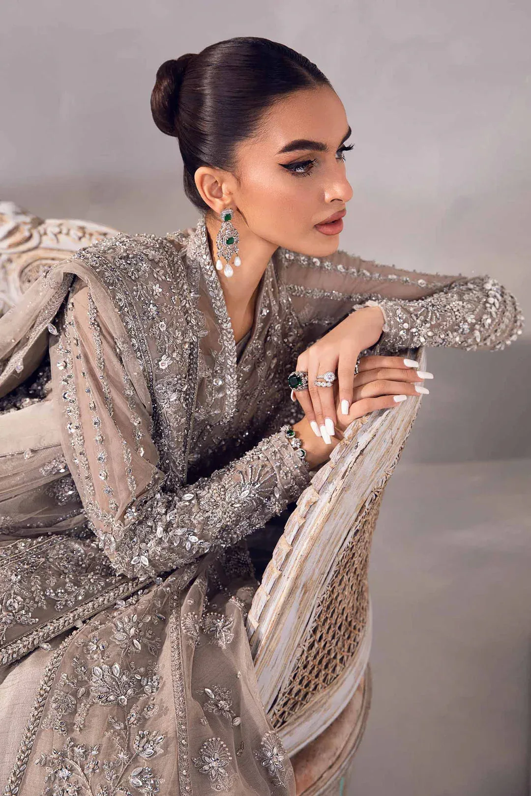 Maria B Couture Grey Raw Silk – view 8 – Poshaq