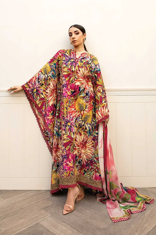 Maria B Eid Basic Lawn Magenta Organza – view 1 – Poshaq