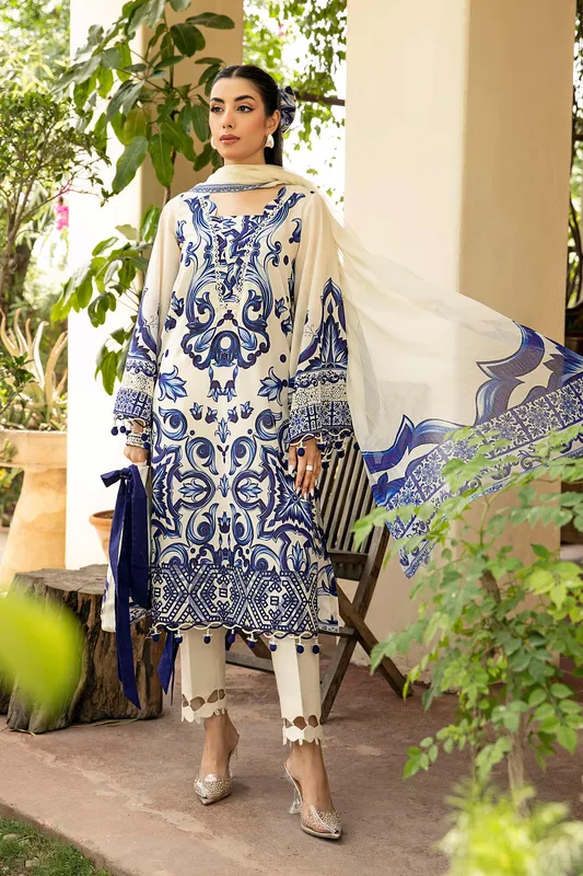 Maria B Eid Basic Lawn White Organza – view 1 – Poshaq