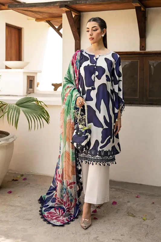Maria B Eid Basic Lawn White Organza – view 1 – Poshaq