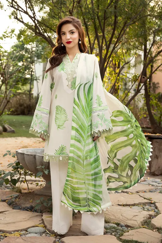 Maria B Eid Basic Lawn White Organza – view 1 – Poshaq