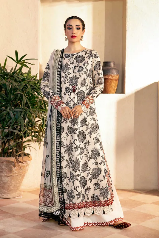 Maria B Eid Basic Lawn White Organza – view 1 – Poshaq
