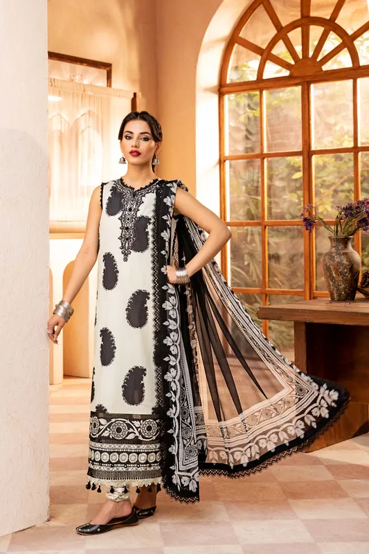 Maria B Eid Basic Lawn Black Organza – view 1 – Poshaq