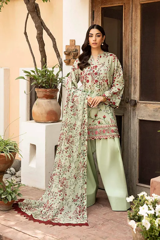 Maria B Eid Basic Lawn Green Organza – view 1 – Poshaq