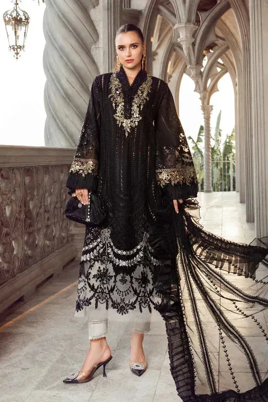 Maria B Eid Lawn Collection Black Organza – view 1 – Poshaq