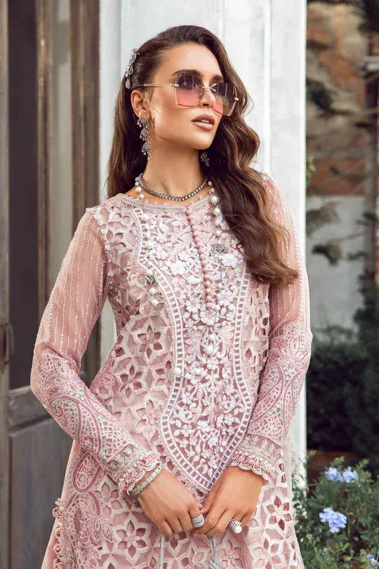 Pink three‑piece lawn suit with embroidered organza shirt and dupatta – view 3 – Poshaq