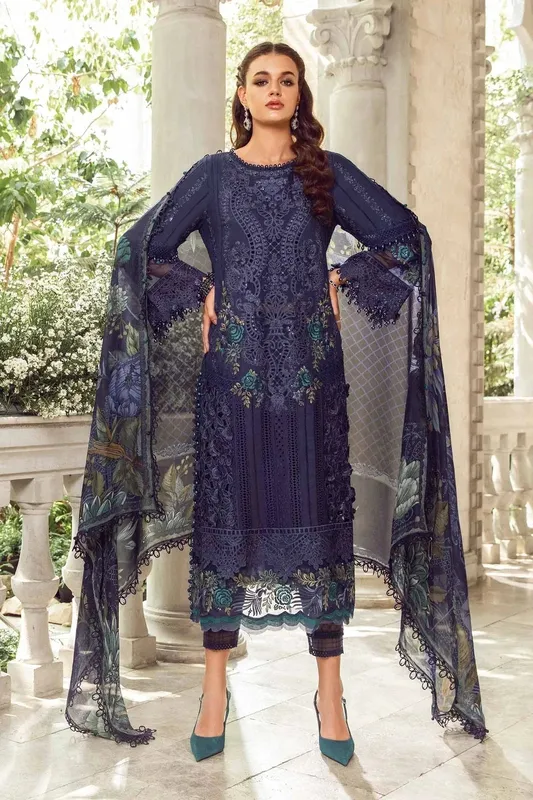 Maria B Eid Lawn Collection Blue Organza – view 1 – Poshaq
