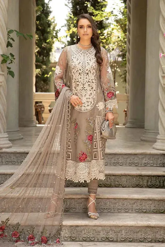 Maria B Eid Lawn Collection Grey Organza – view 1 – Poshaq