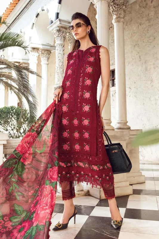Maria B Red Organza – view 1 – Poshaq