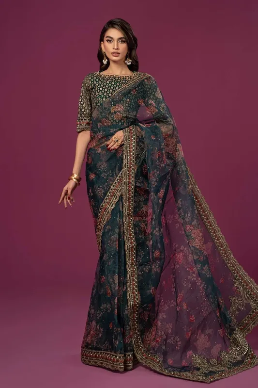 Maria B Formal Wears Green Organza – view 1 – Poshaq