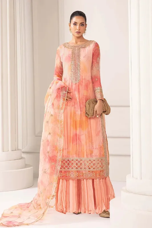 Maria B Formal Wears Peach Organza – view 1 – Poshaq
