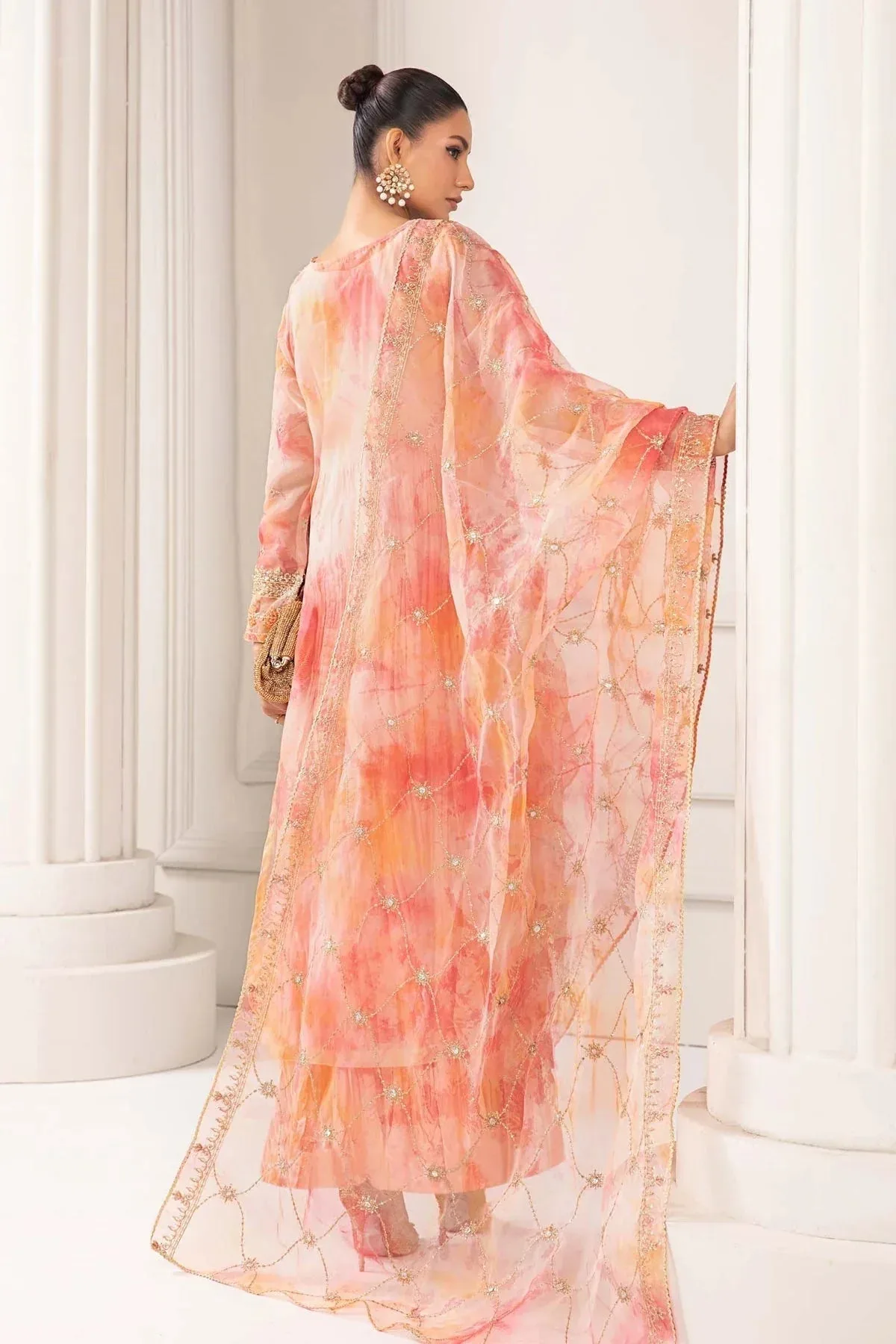 Maria B Formal Wears Peach Organza – view 2 – Poshaq