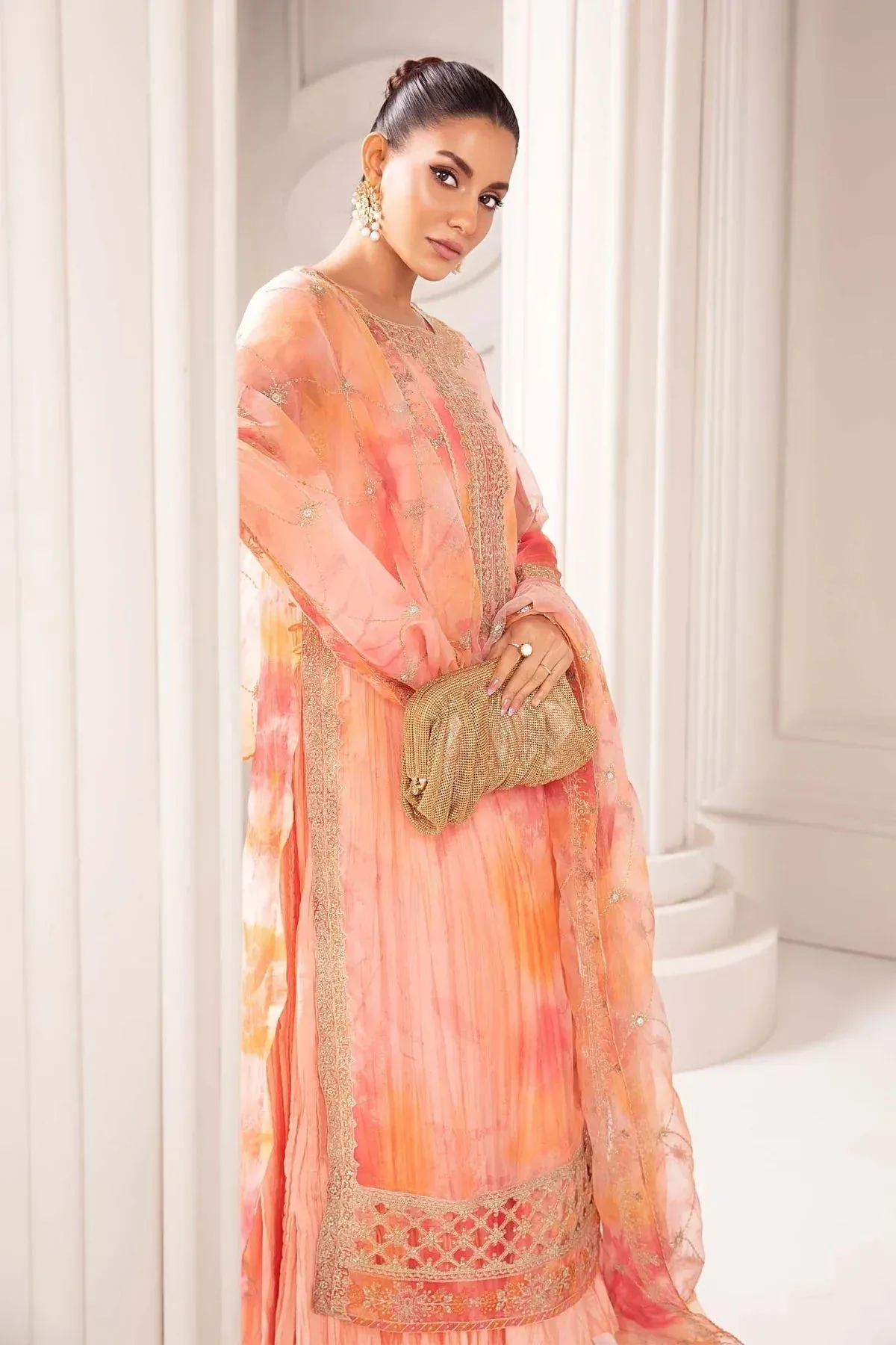 Maria B Formal Wears Peach Organza – view 3 – Poshaq