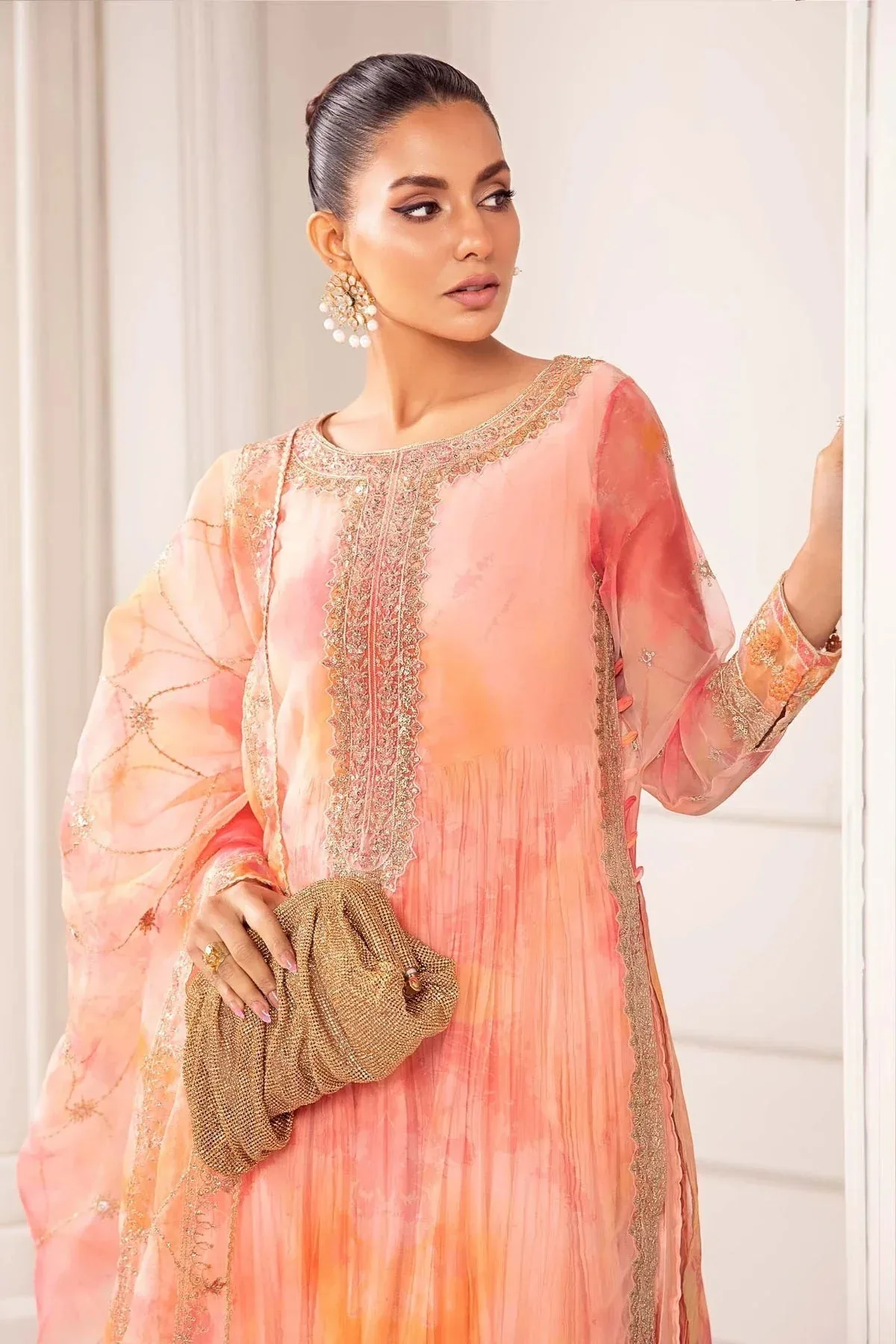 Maria B Formal Wears Peach Organza – view 4 – Poshaq