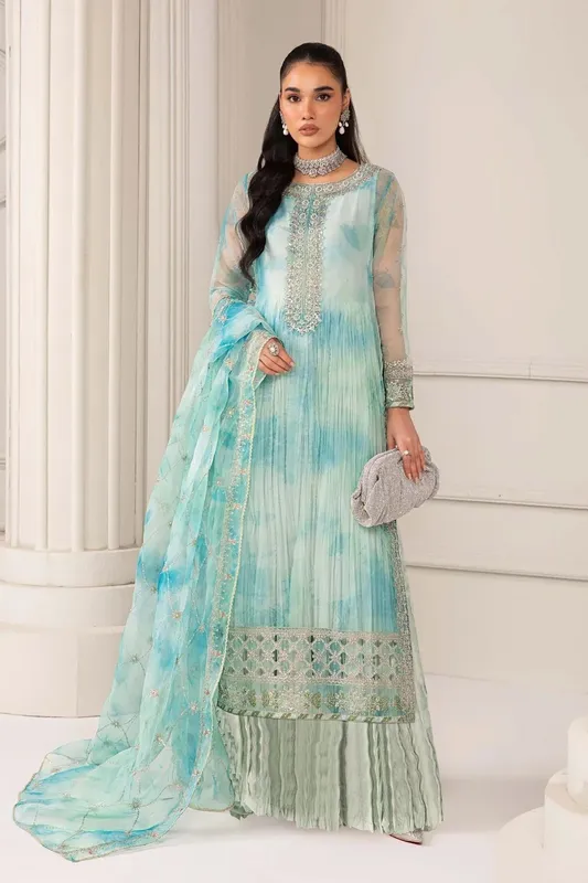 Maria B Formal Wears Blue Organza – view 1 – Poshaq