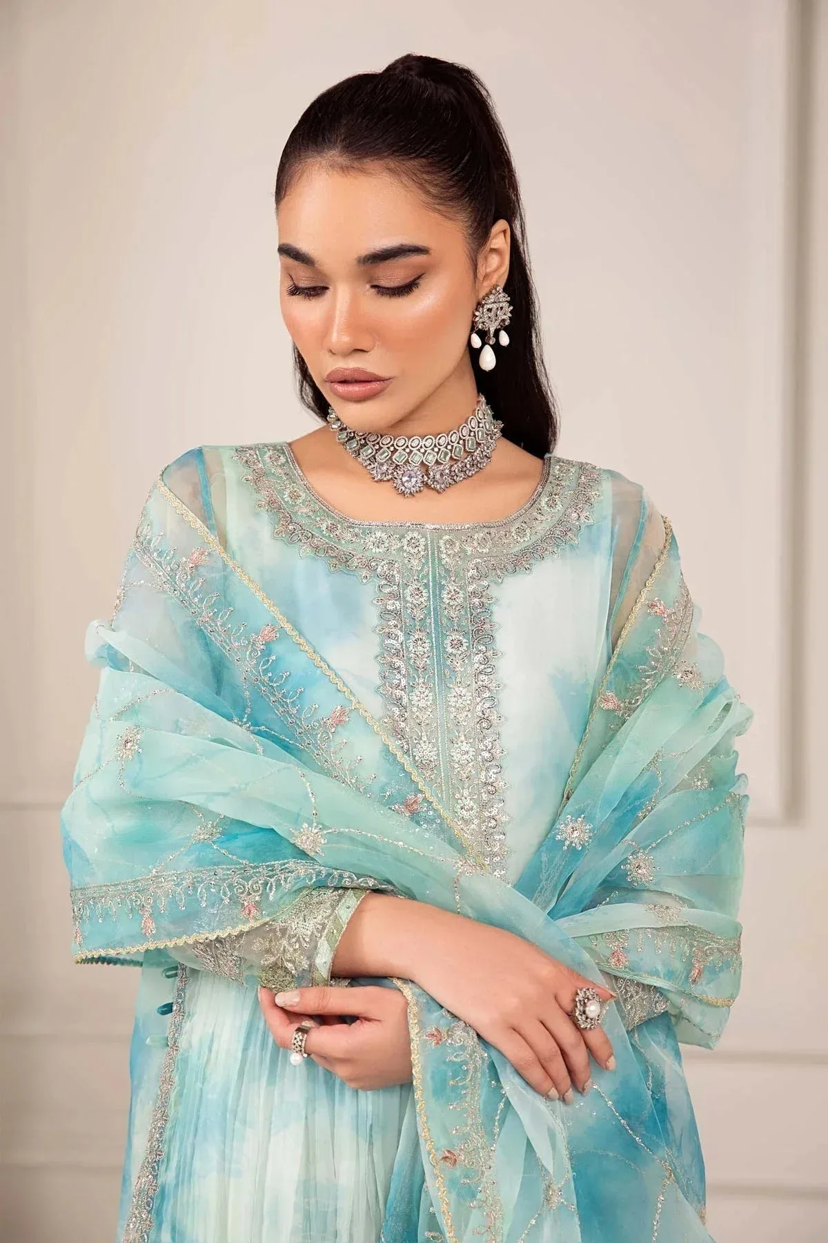 Maria B Formal Wears Blue Organza – view 3 – Poshaq