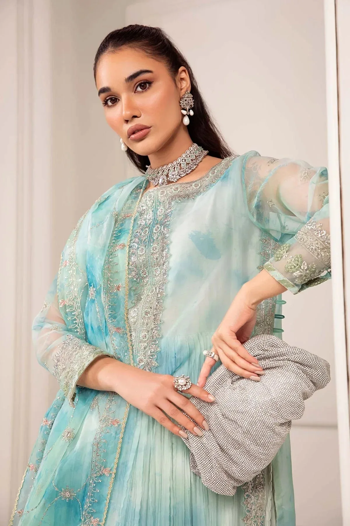 Maria B Formal Wears Blue Organza – view 4 – Poshaq