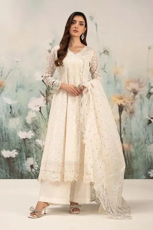 Maria B Formal Wears White Organza – view 1 – Poshaq